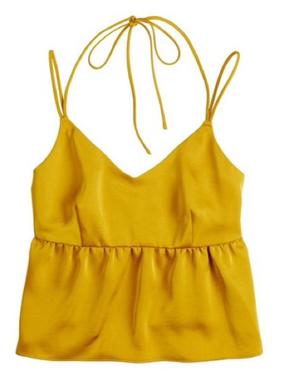 Nine West Mustard Yellow Satin Peplum Cami top